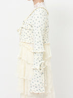 merry jenny｜Floral frill ribbed bolero