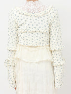 merry jenny｜Floral frill ribbed bolero
