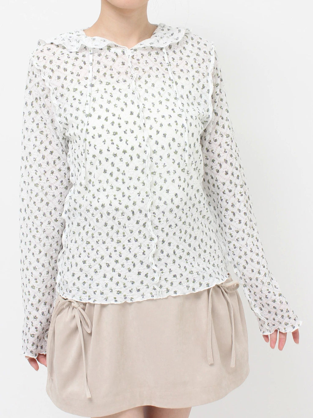 merry jenny｜Hooded Lace Top