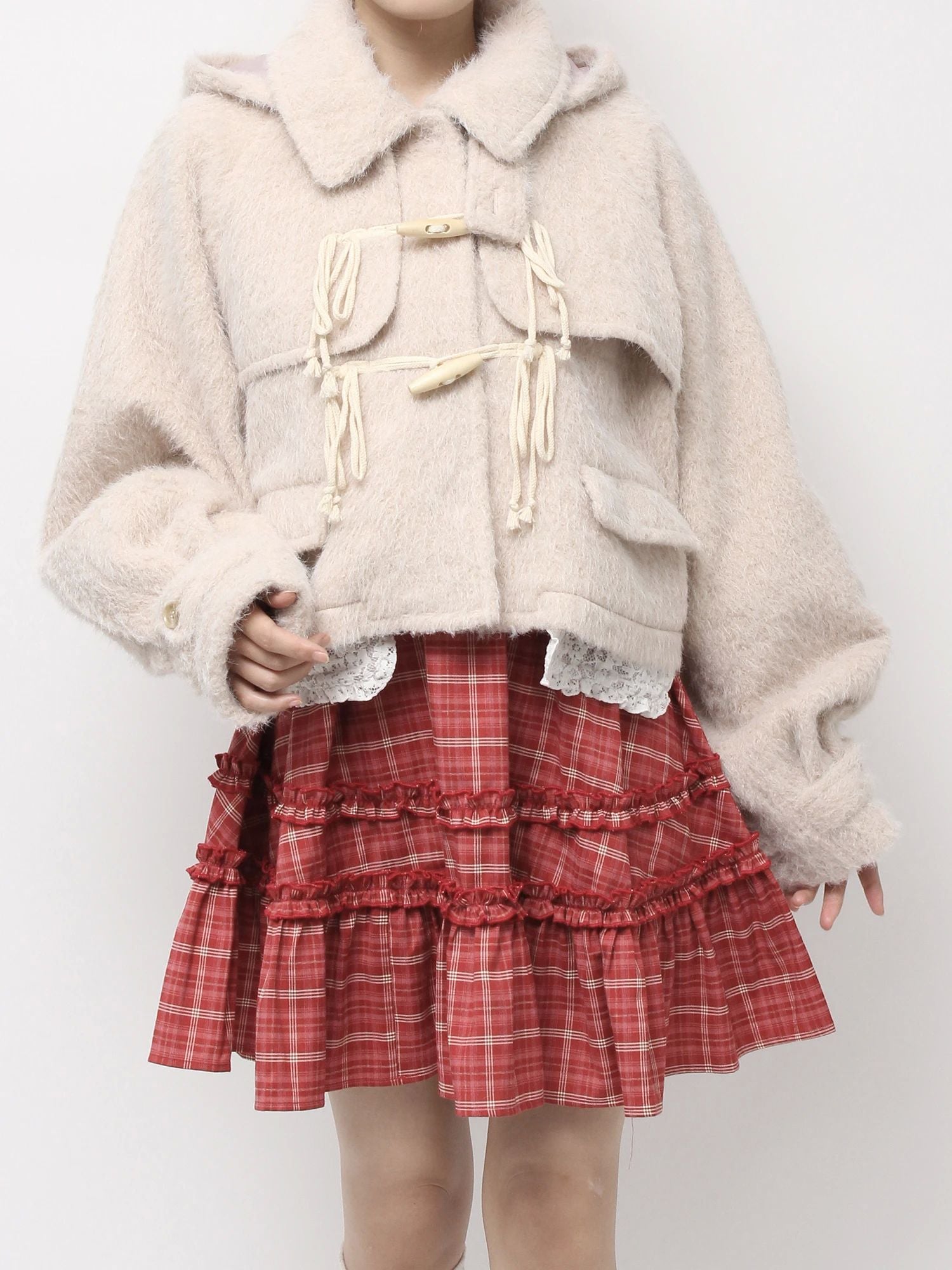 merry jenny｜Milk Shaggy Duffle Coat