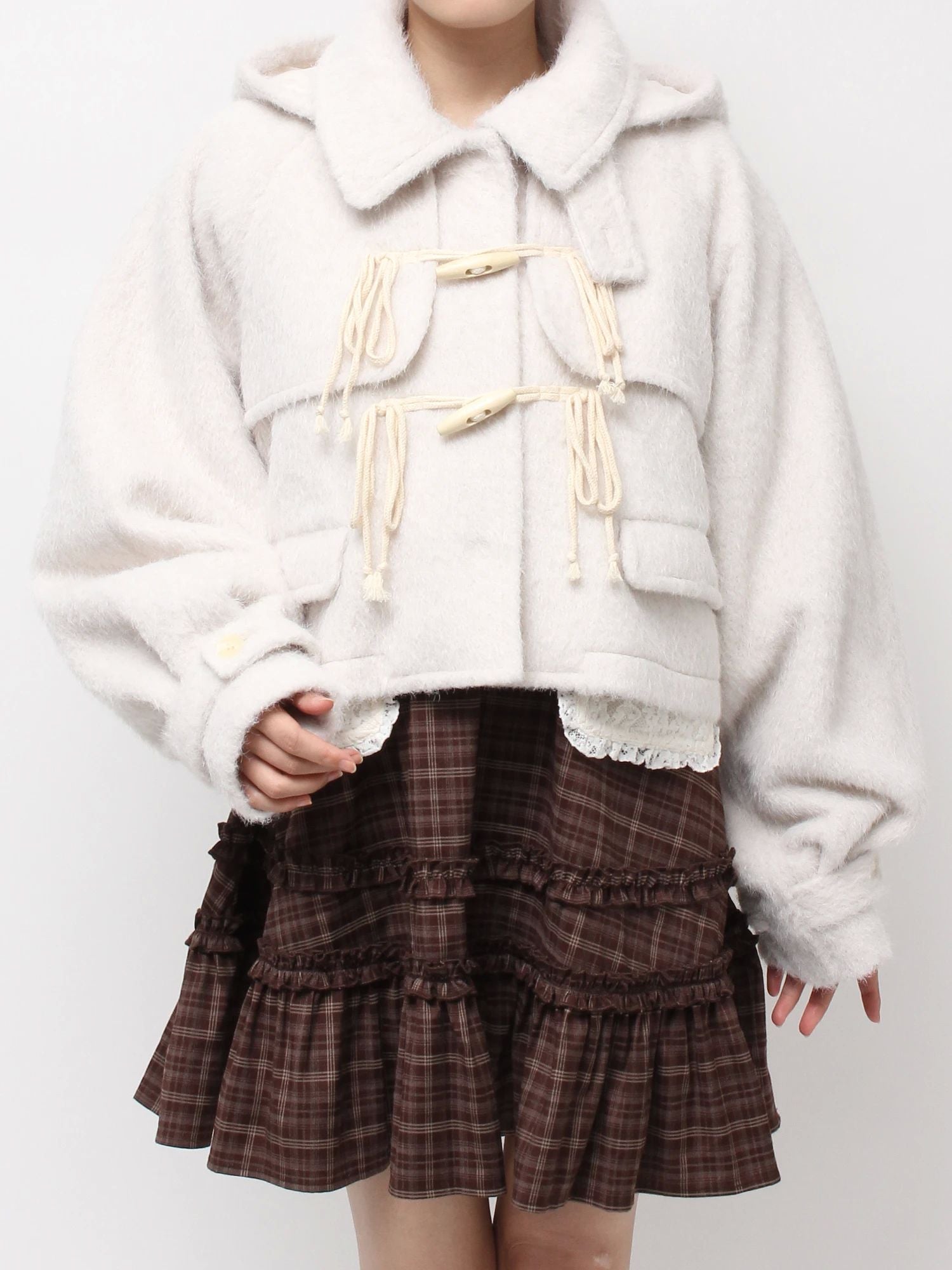 merry jenny｜Milk Shaggy Duffle Coat