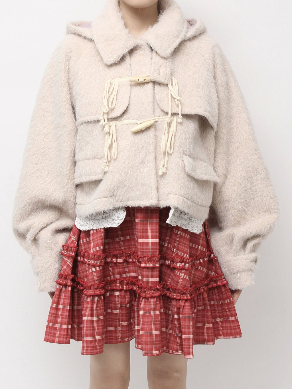 merry jenny｜Milk Shaggy Duffle Coat