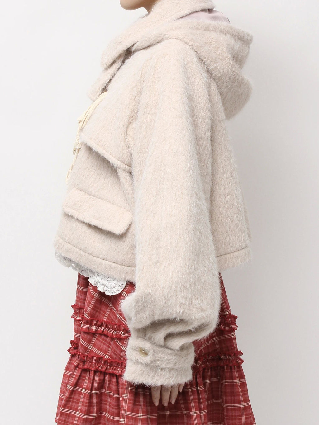 merry jenny｜Milk Shaggy Duffle Coat