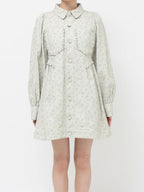 merry jenny｜Flower twill puff mini dress