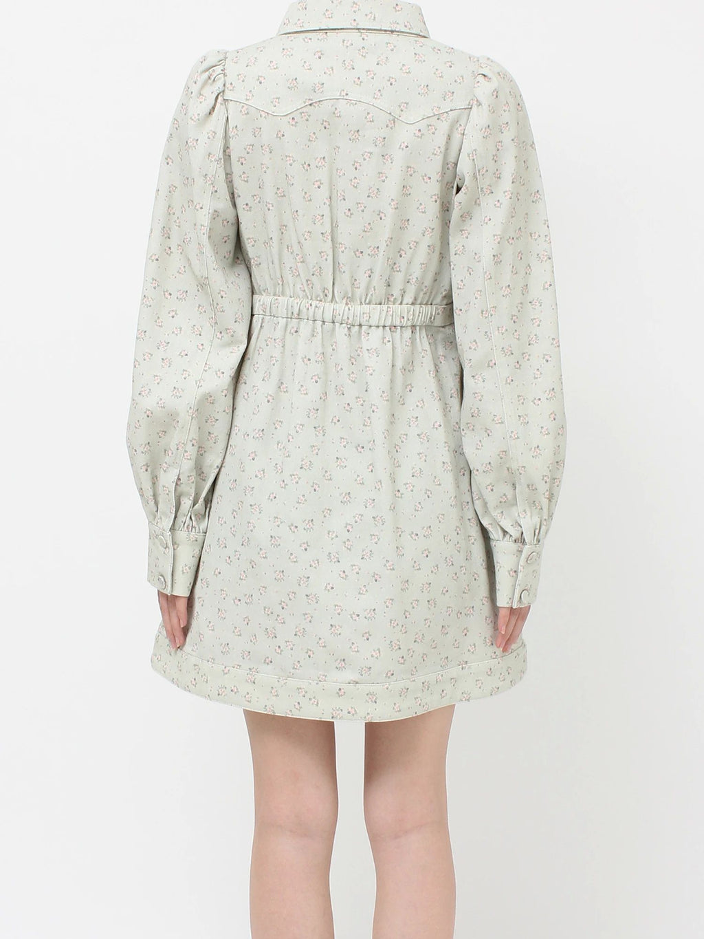 merry jenny｜Flower twill puff mini dress