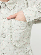 merry jenny｜Flower twill puff mini dress