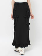 merry jenny｜Ribbon Ribbon Rib Long Skirt