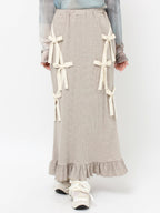merry jenny｜Ribbon Ribbon Rib Long Skirt