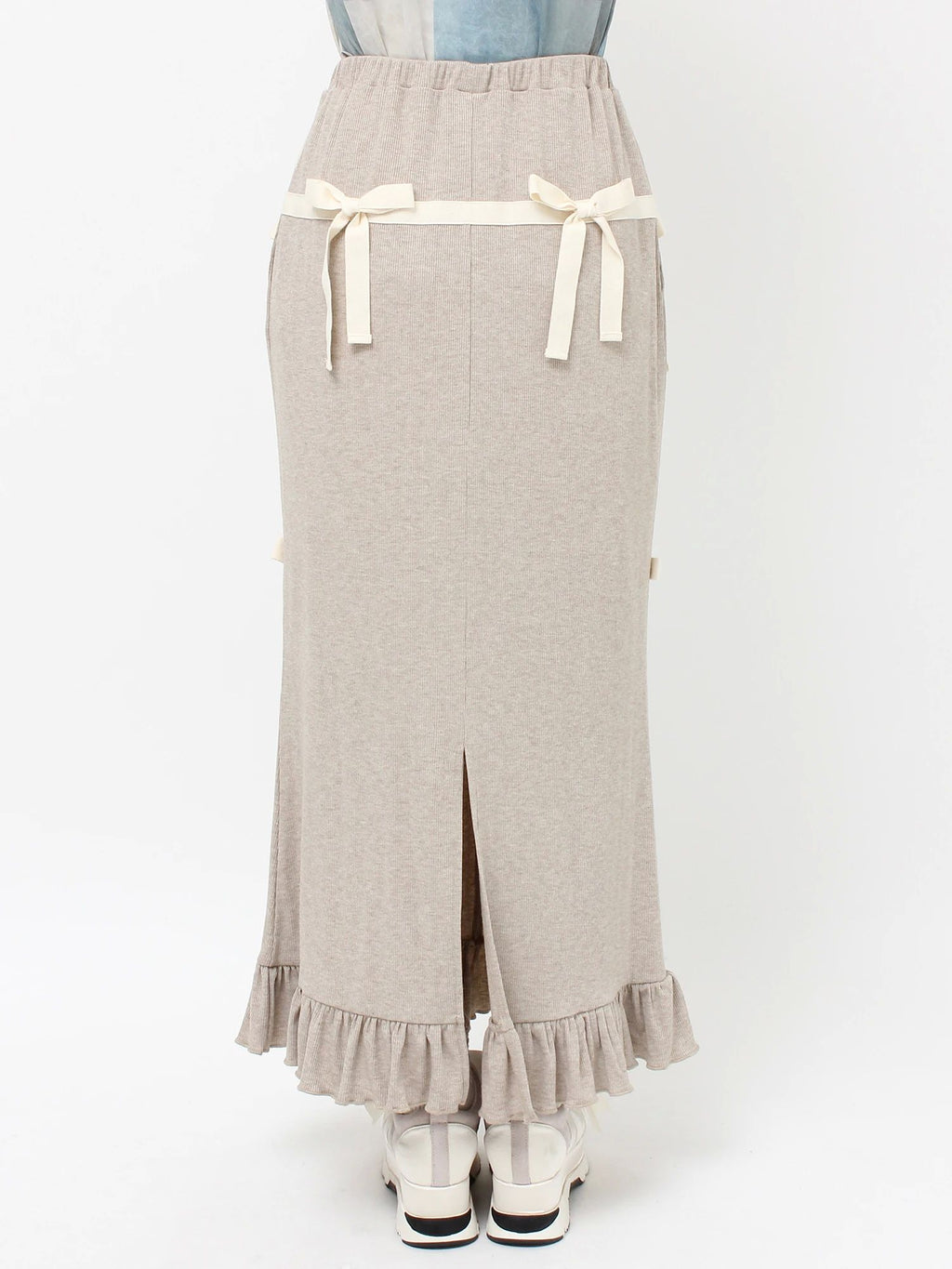 merry jenny｜Ribbon Ribbon Rib Long Skirt