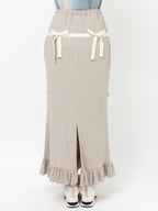 merry jenny｜Ribbon Ribbon Rib Long Skirt