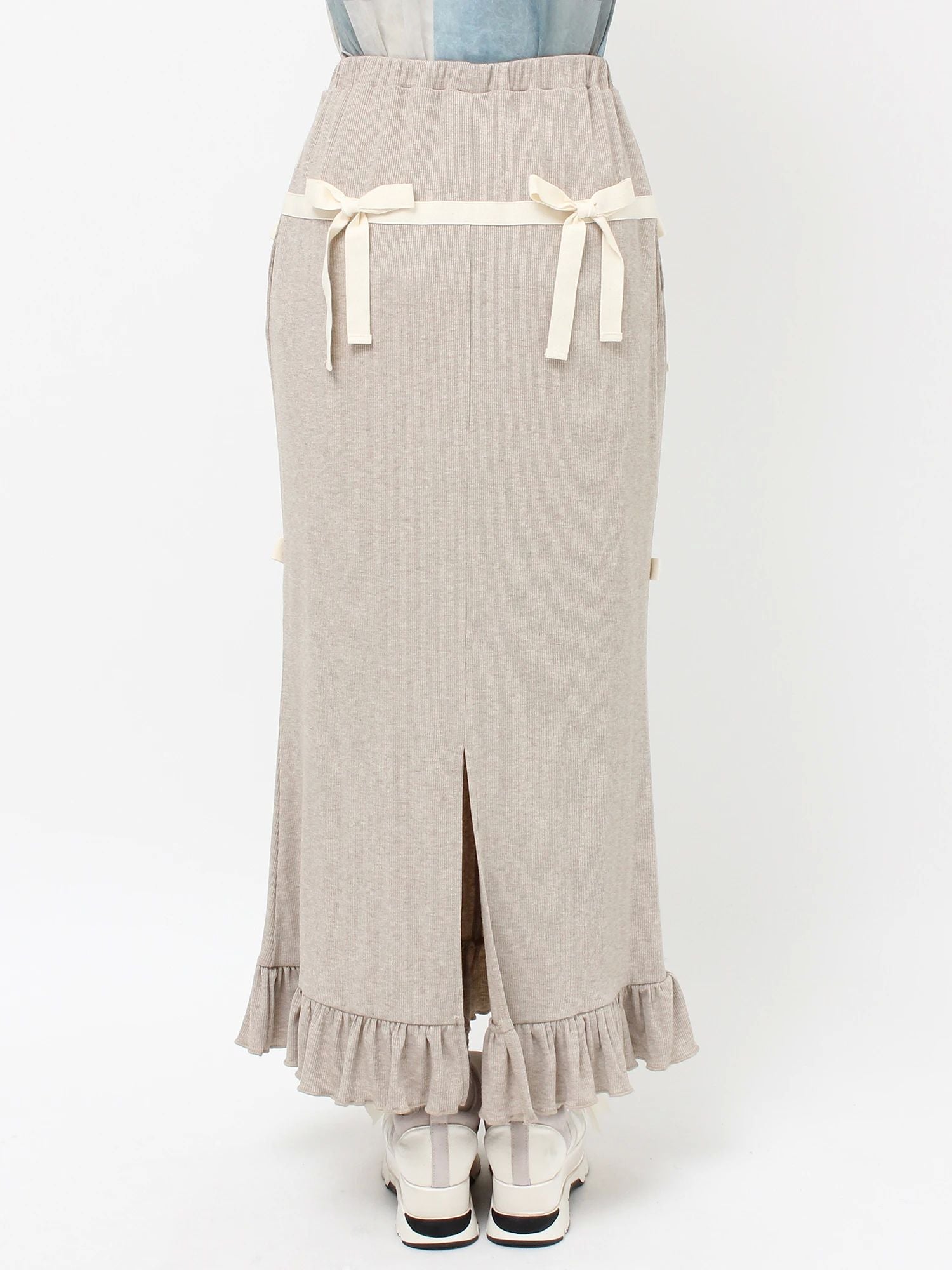 merry jenny｜Ribbon Ribbon Rib Long Skirt