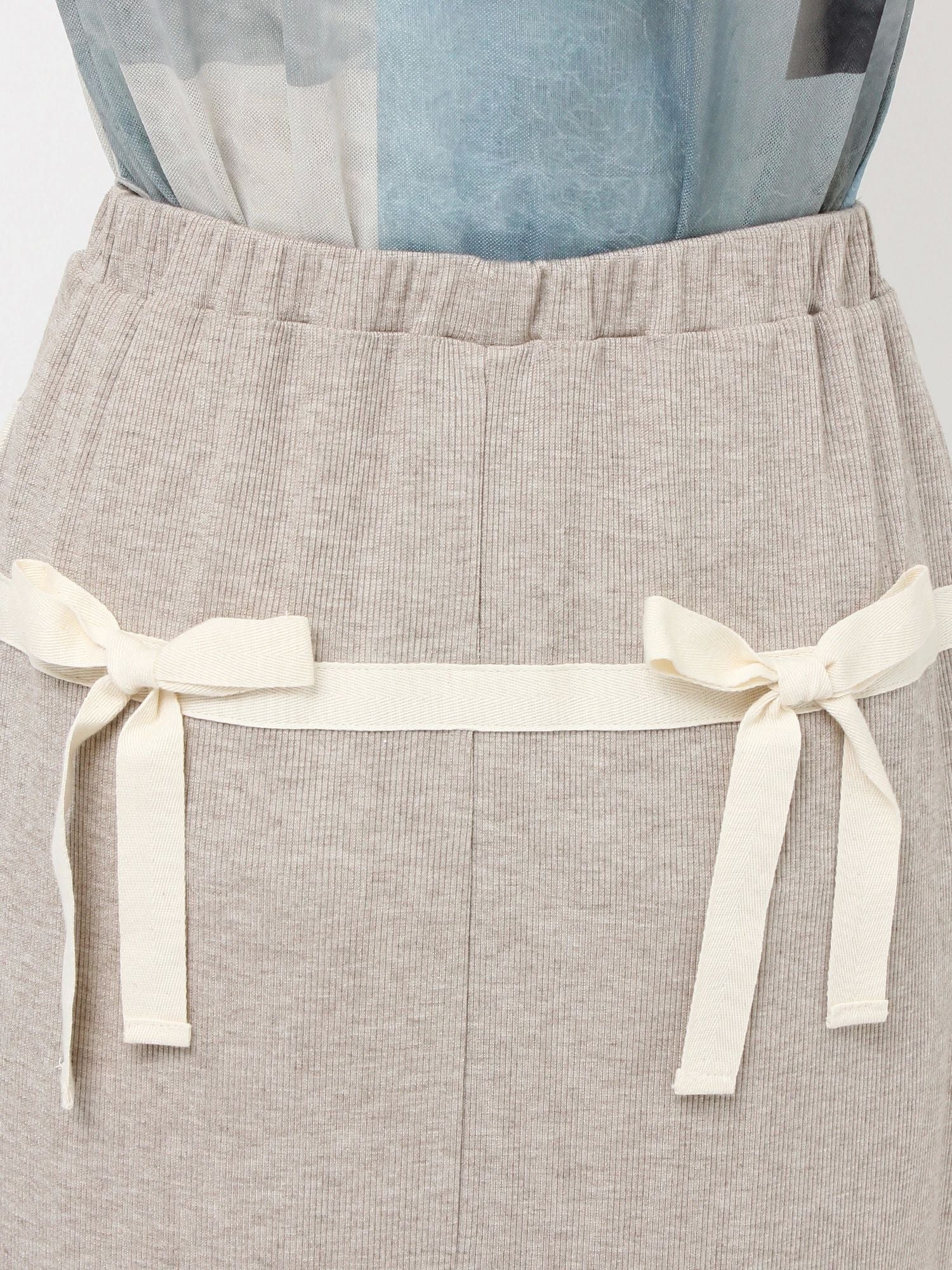 merry jenny｜Ribbon Ribbon Rib Long Skirt