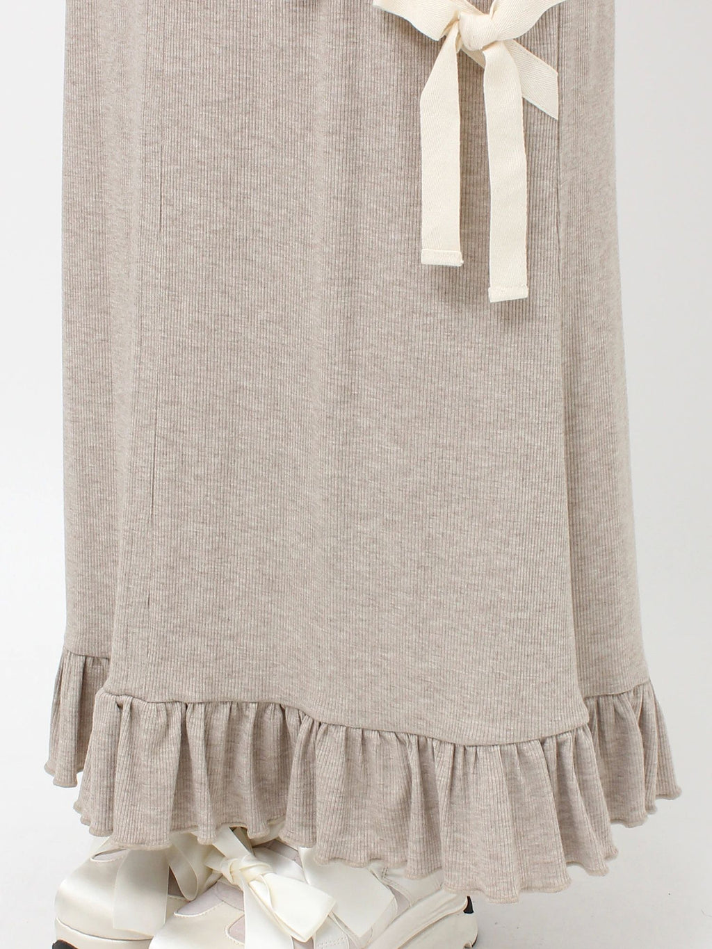 merry jenny｜Ribbon Ribbon Rib Long Skirt