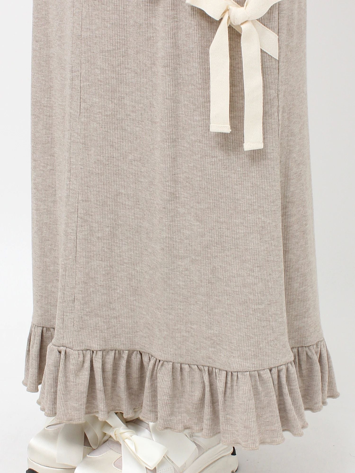 merry jenny｜Ribbon Ribbon Rib Long Skirt