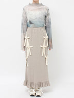 merry jenny｜Ribbon Ribbon Rib Long Skirt