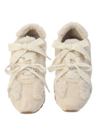 merry jenny｜Double Ribbon Faux Fur Sneakers