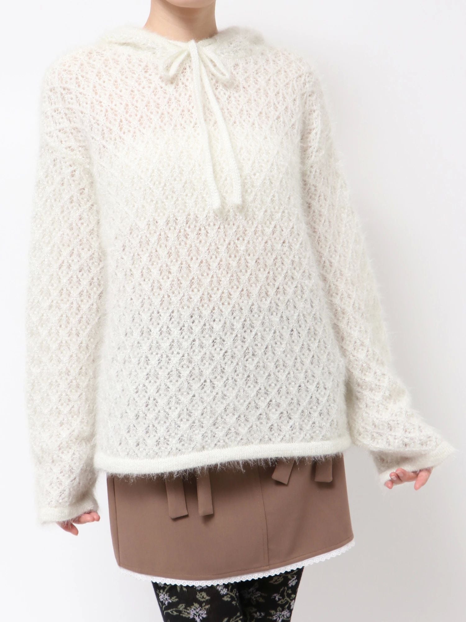 merry jenny｜Rabbit lace knit top