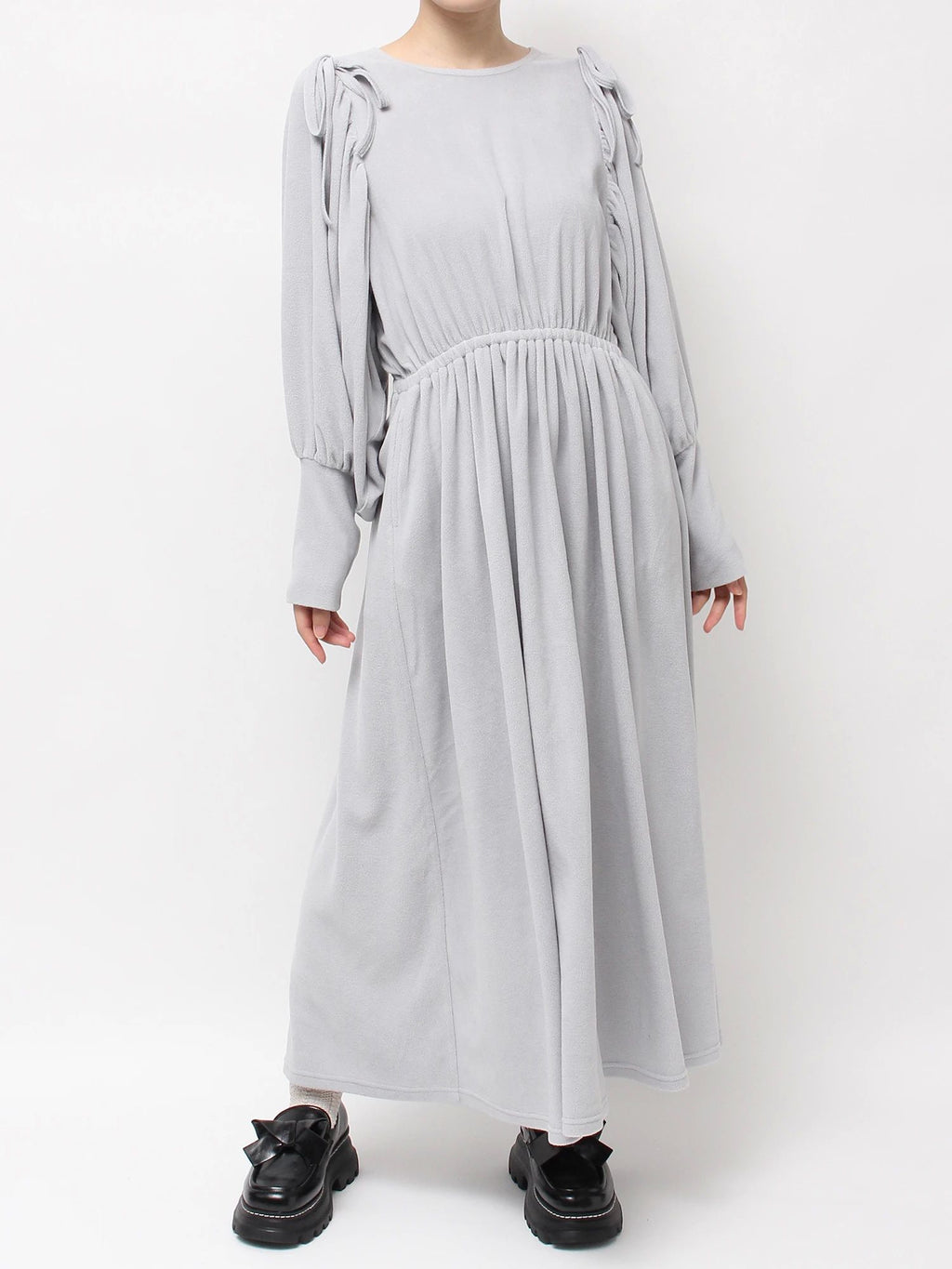 merry jenny｜Gathered fleece dress