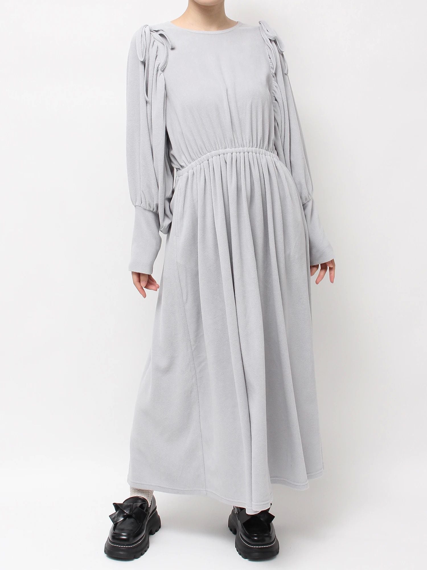 merry jenny｜Gathered fleece dress