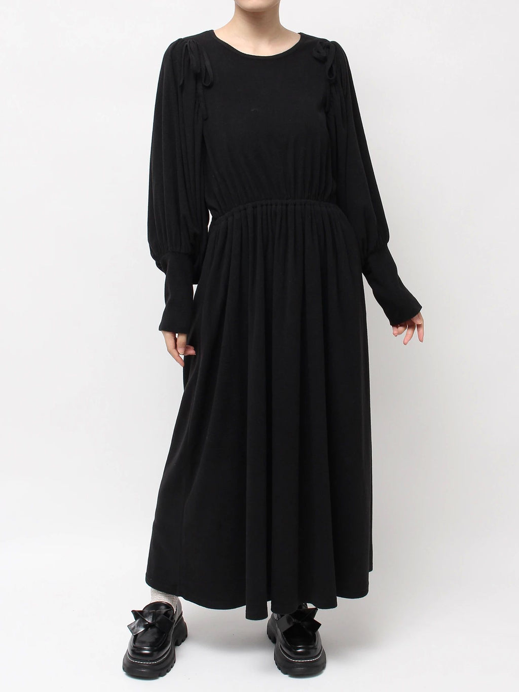 merry jenny｜Gathered fleece dress