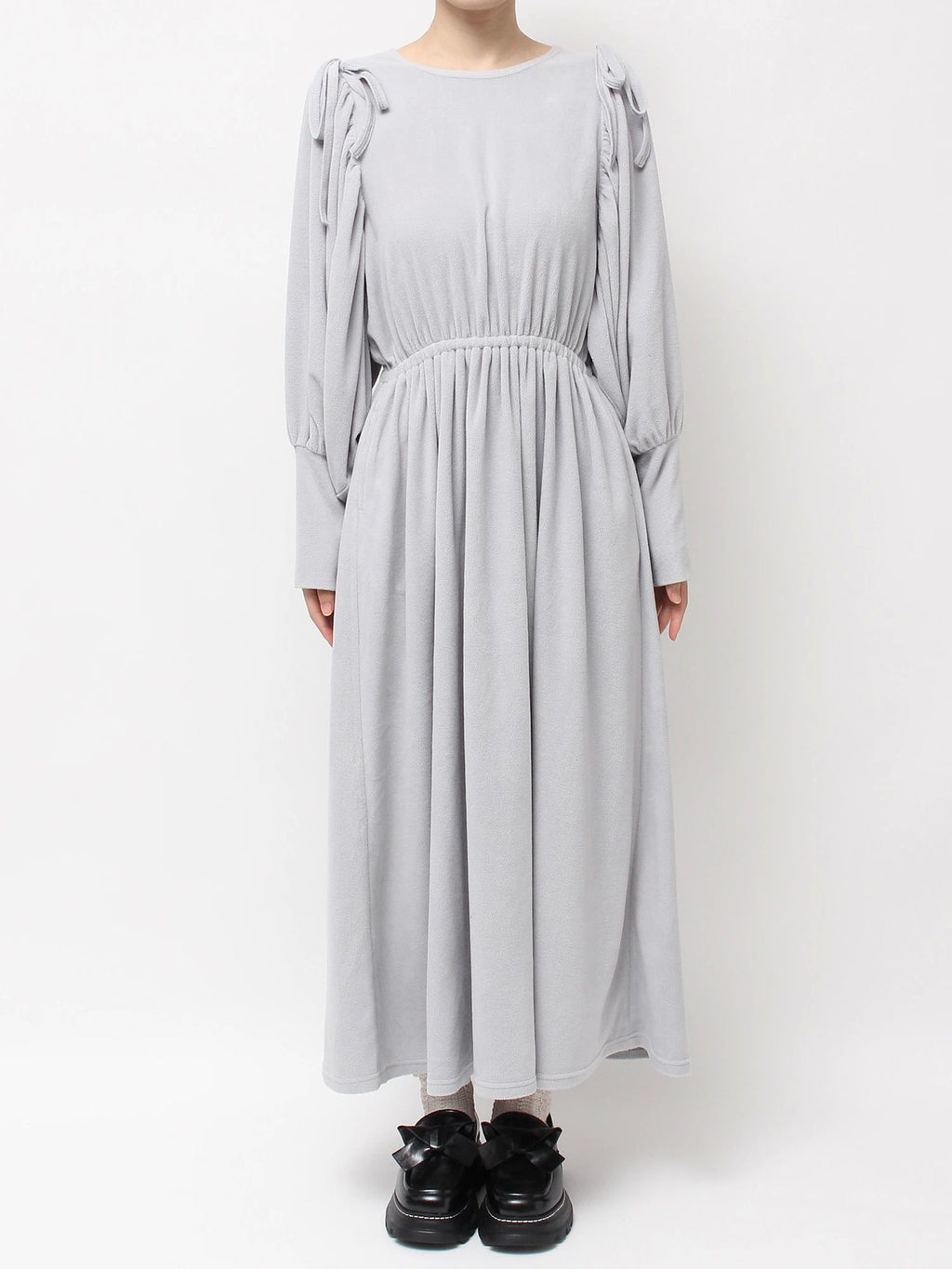merry jenny｜Gathered fleece dress