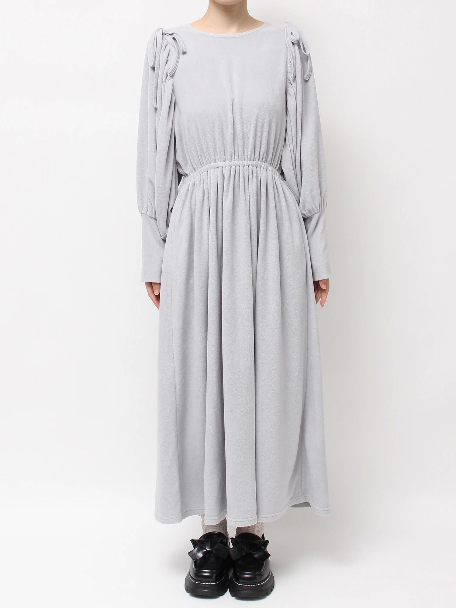merry jenny｜Gathered fleece dress