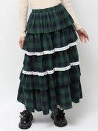 merry jenny｜Tiered tiered check skirt