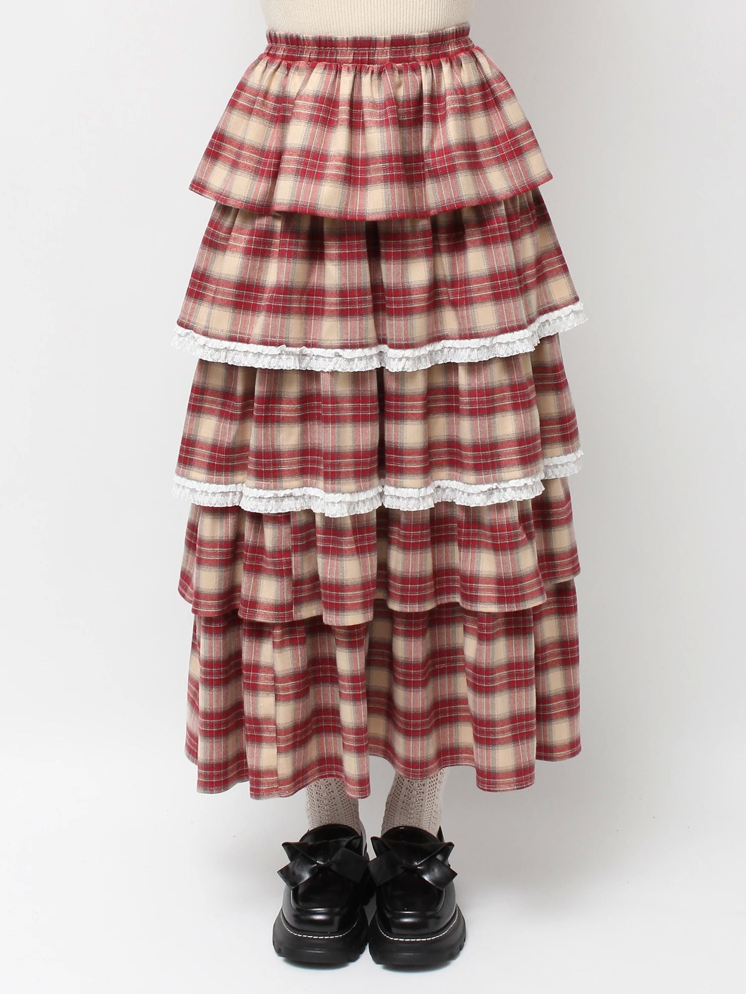 merry jenny｜Tiered tiered check skirt