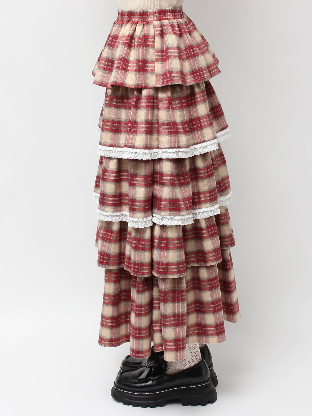 merry jenny｜Tiered tiered check skirt