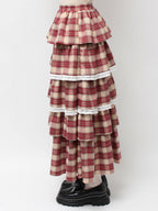 merry jenny｜Tiered tiered check skirt