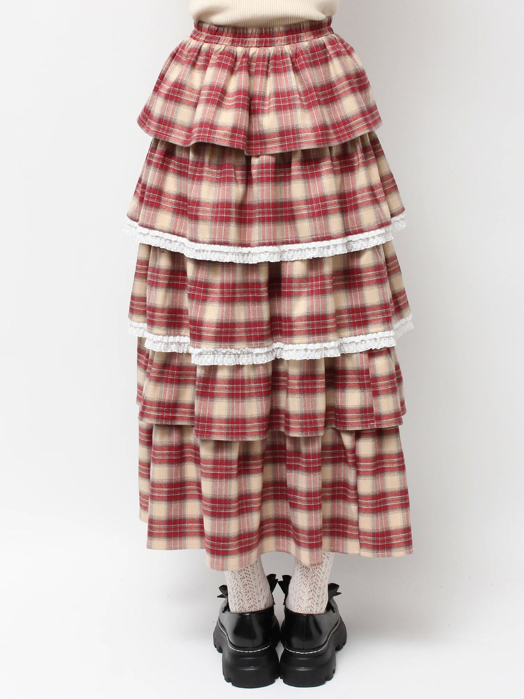 merry jenny｜Tiered tiered check skirt