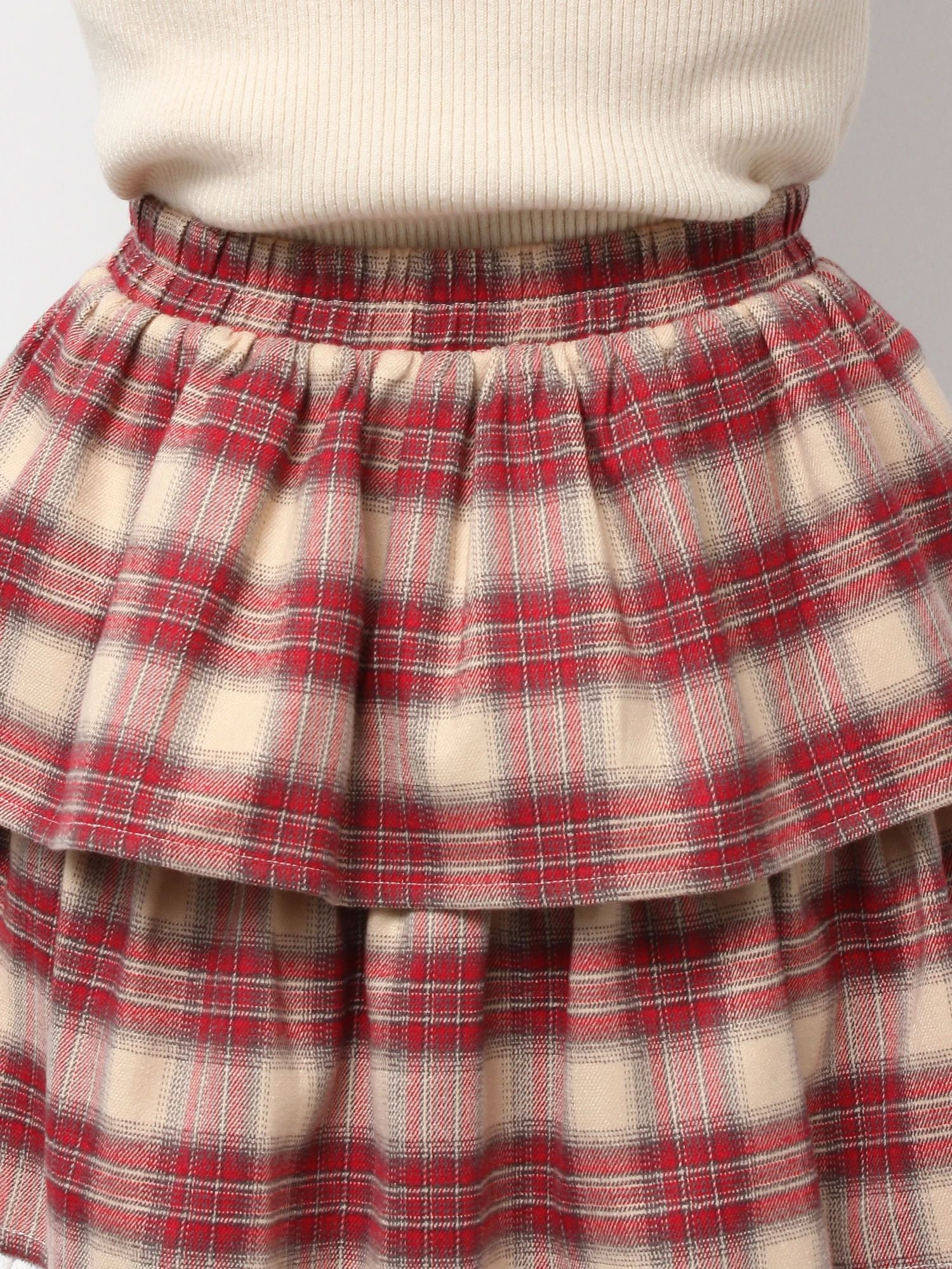 merry jenny｜Tiered tiered check skirt