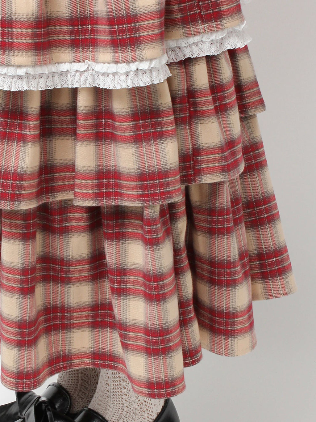 merry jenny｜Tiered tiered check skirt