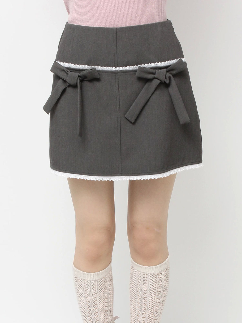 merry jenny｜Ribbon lace mini skirt