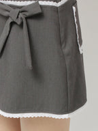merry jenny｜Ribbon lace mini skirt