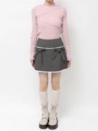merry jenny｜Ribbon lace mini skirt