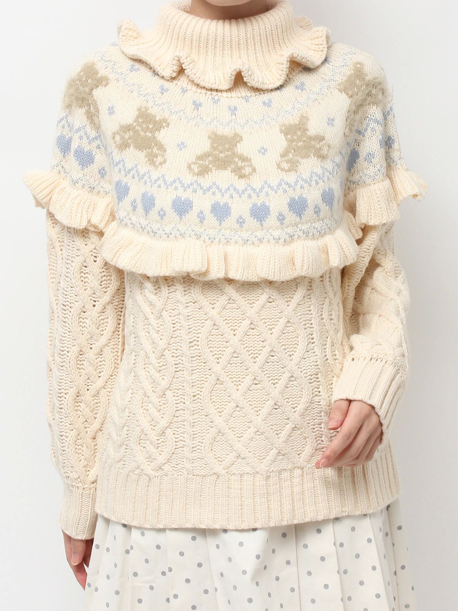 merry jenny｜Bear Yoke Knit Top