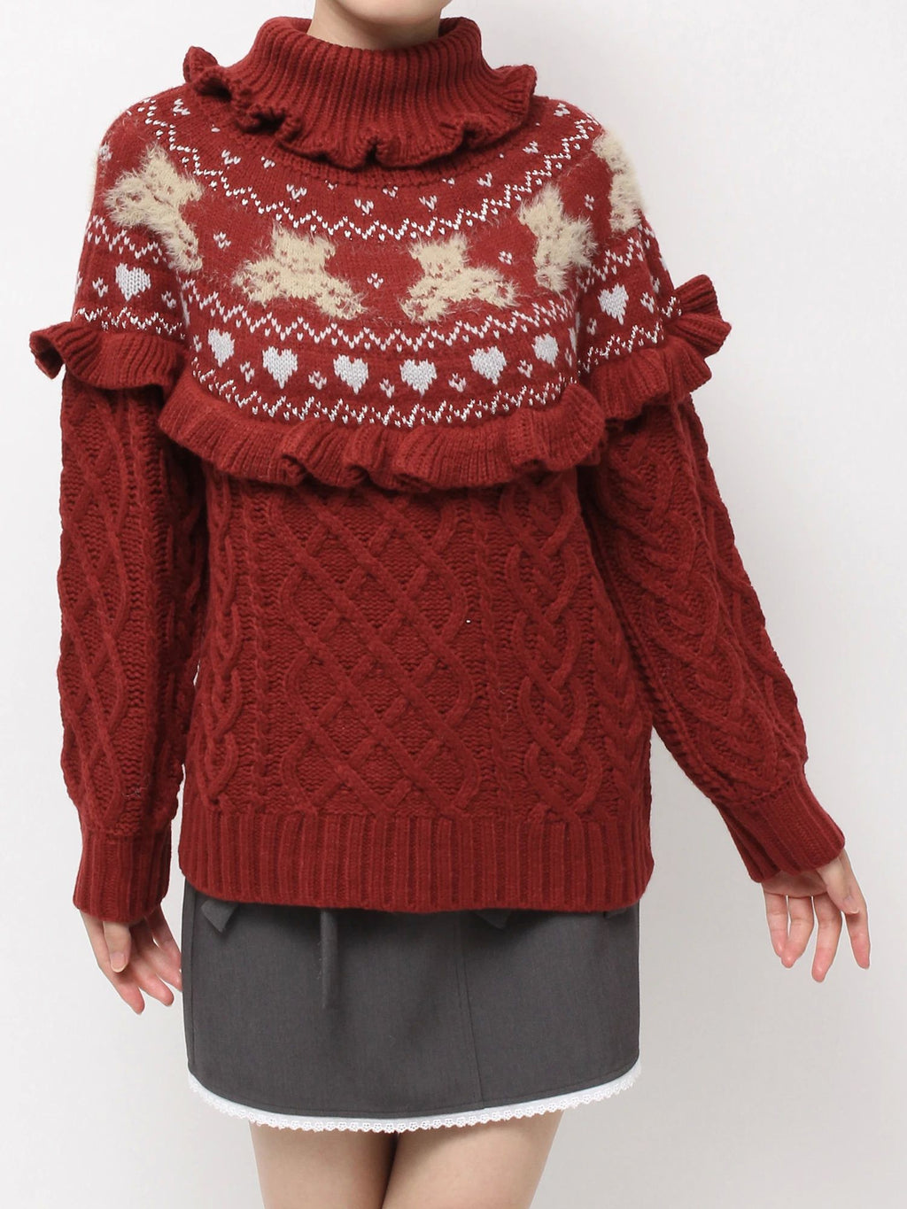 merry jenny｜Bear Yoke Knit Top