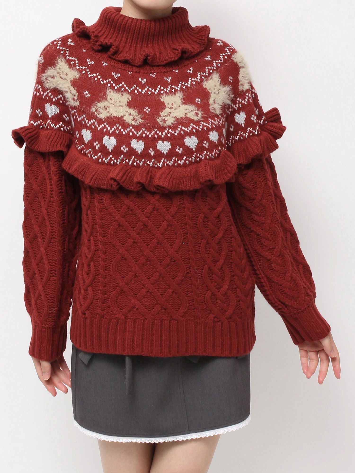 merry jenny｜Bear Yoke Knit Top
