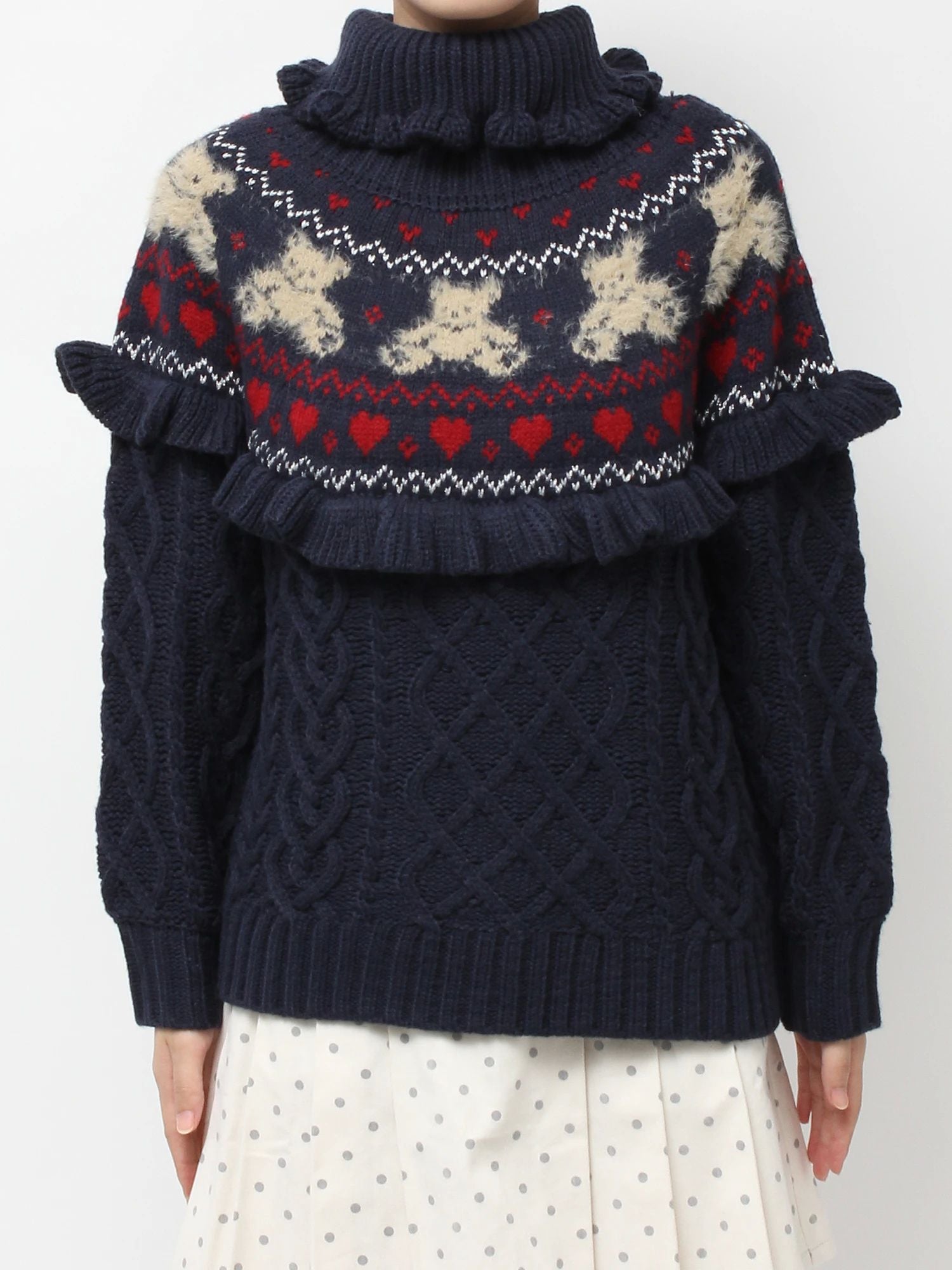 merry jenny｜Bear Yoke Knit Top