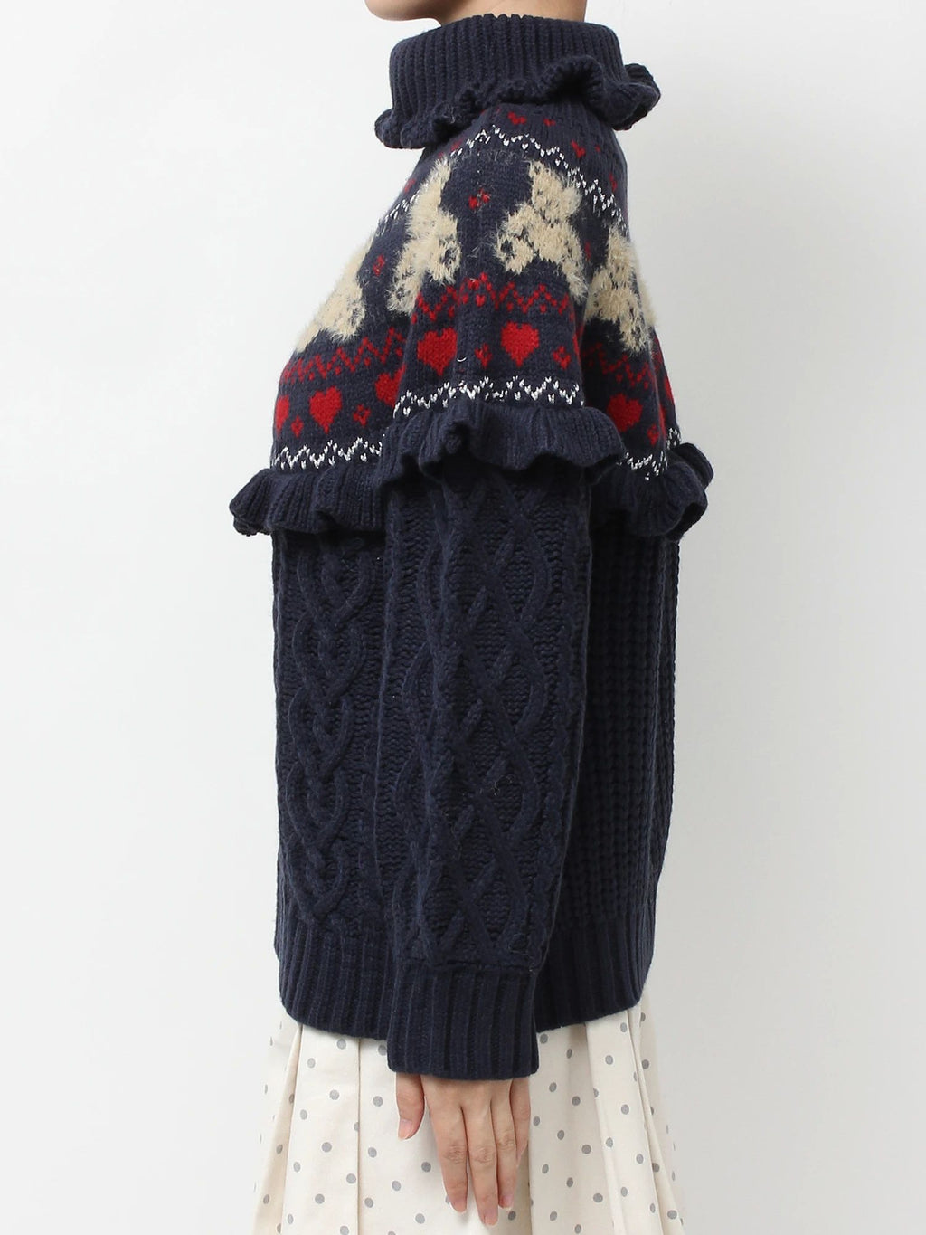 merry jenny｜Bear Yoke Knit Top