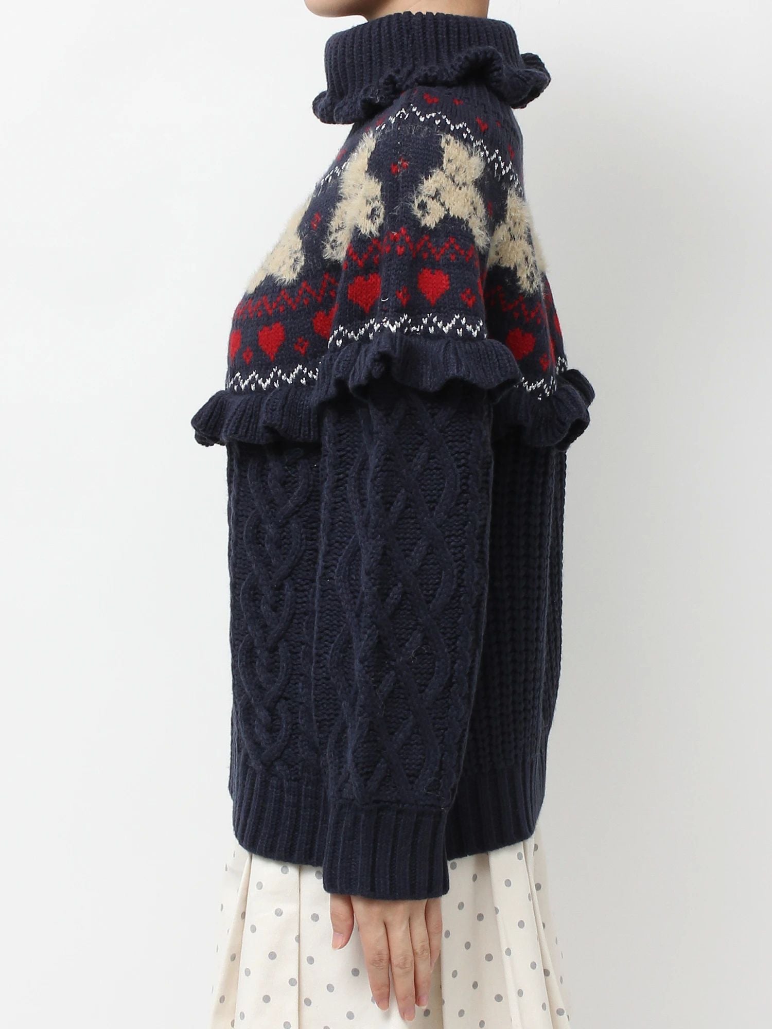 merry jenny｜Bear Yoke Knit Top