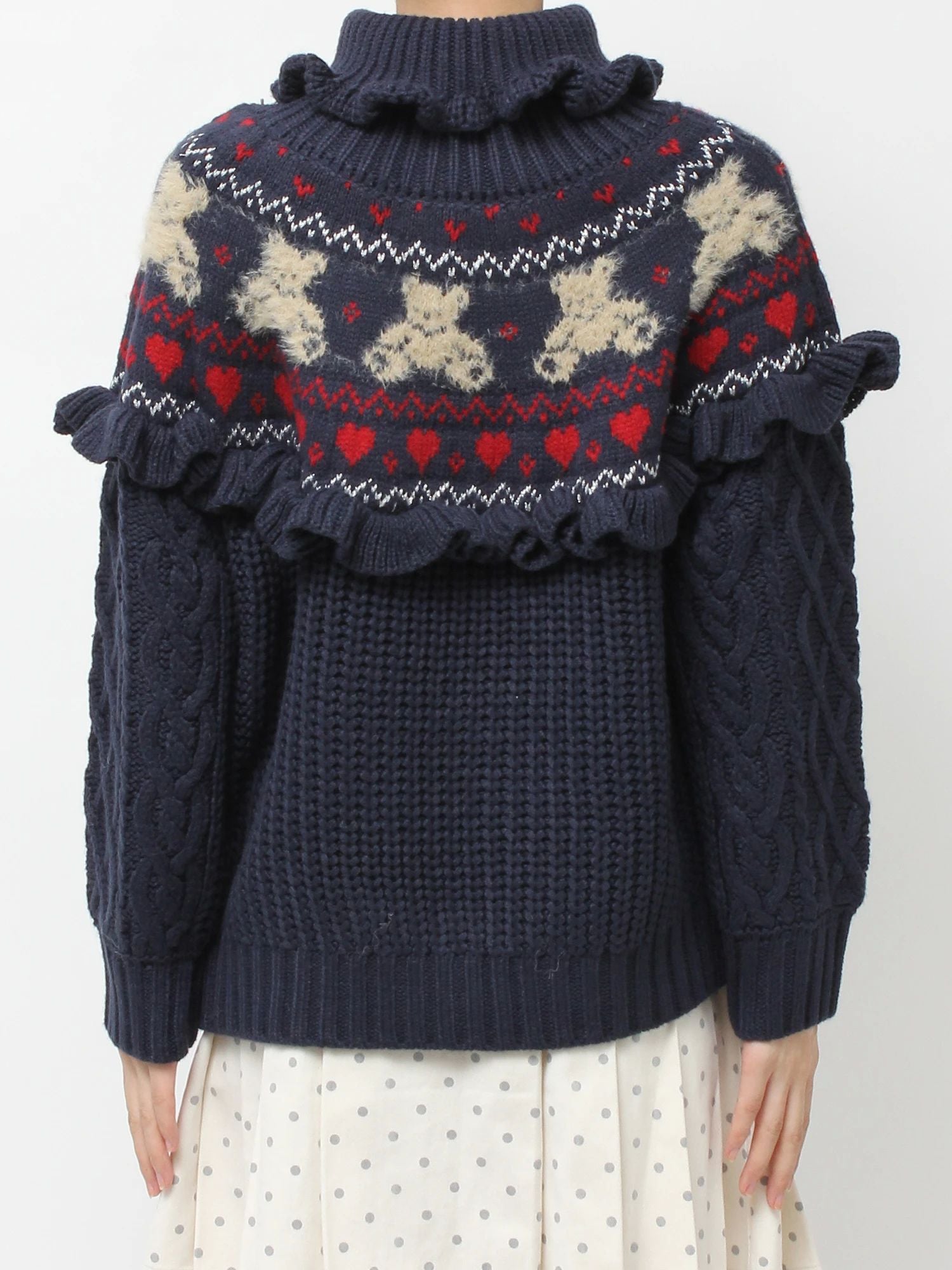merry jenny｜Bear Yoke Knit Top