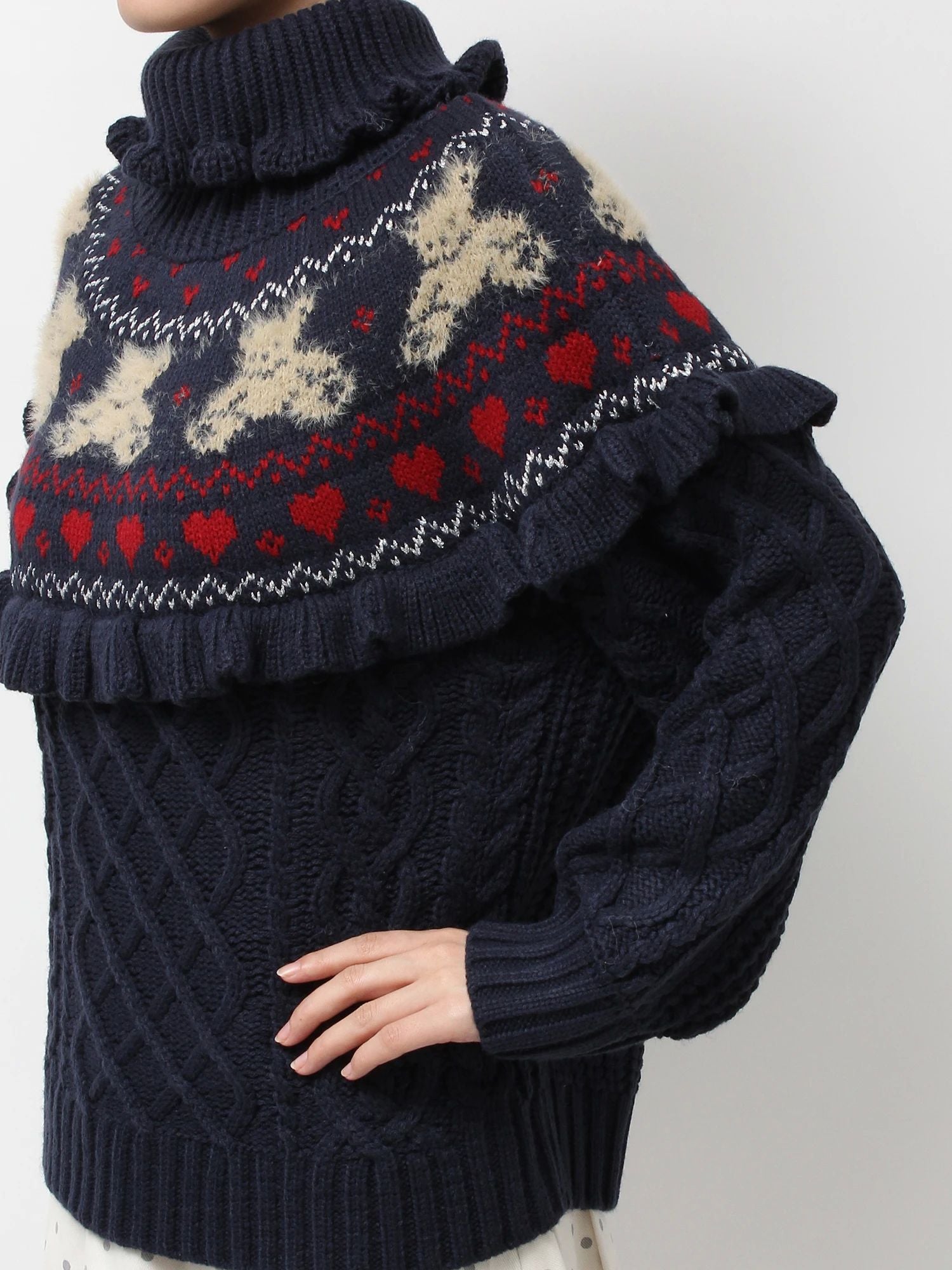 merry jenny｜Bear Yoke Knit Top