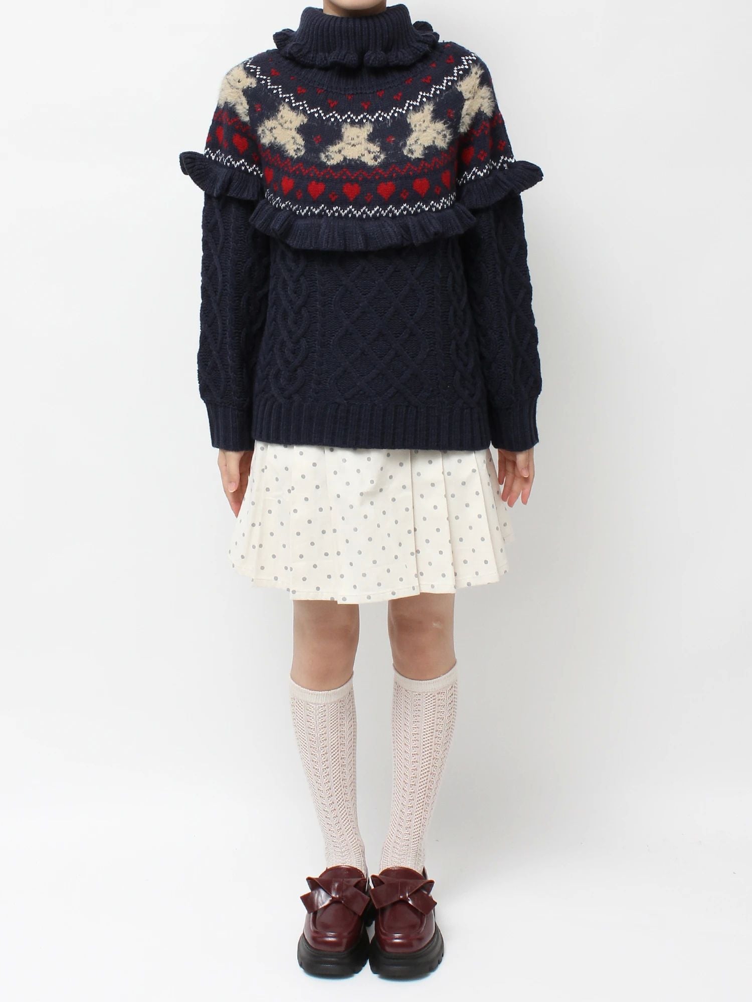 merry jenny｜Bear Yoke Knit Top