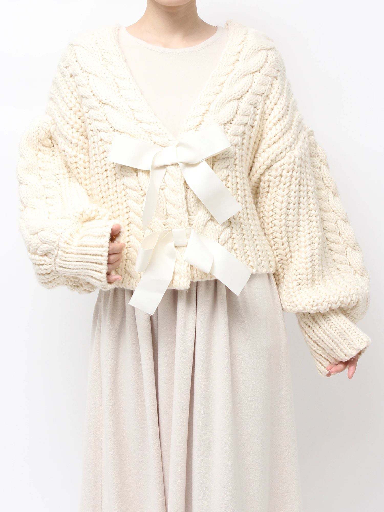 merry jenny｜Ribbon ribbon cardigan