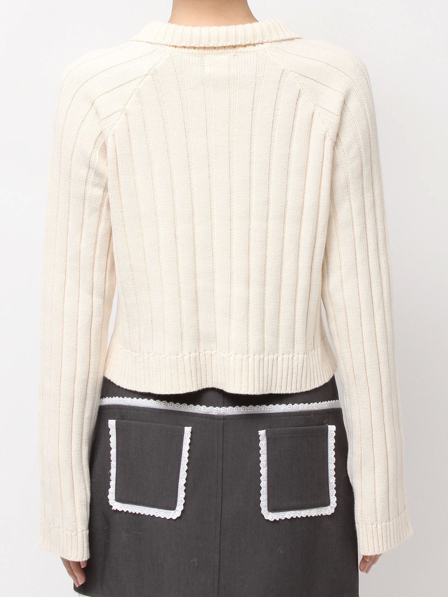 merry jenny｜Ribbon Washed Zip Knit