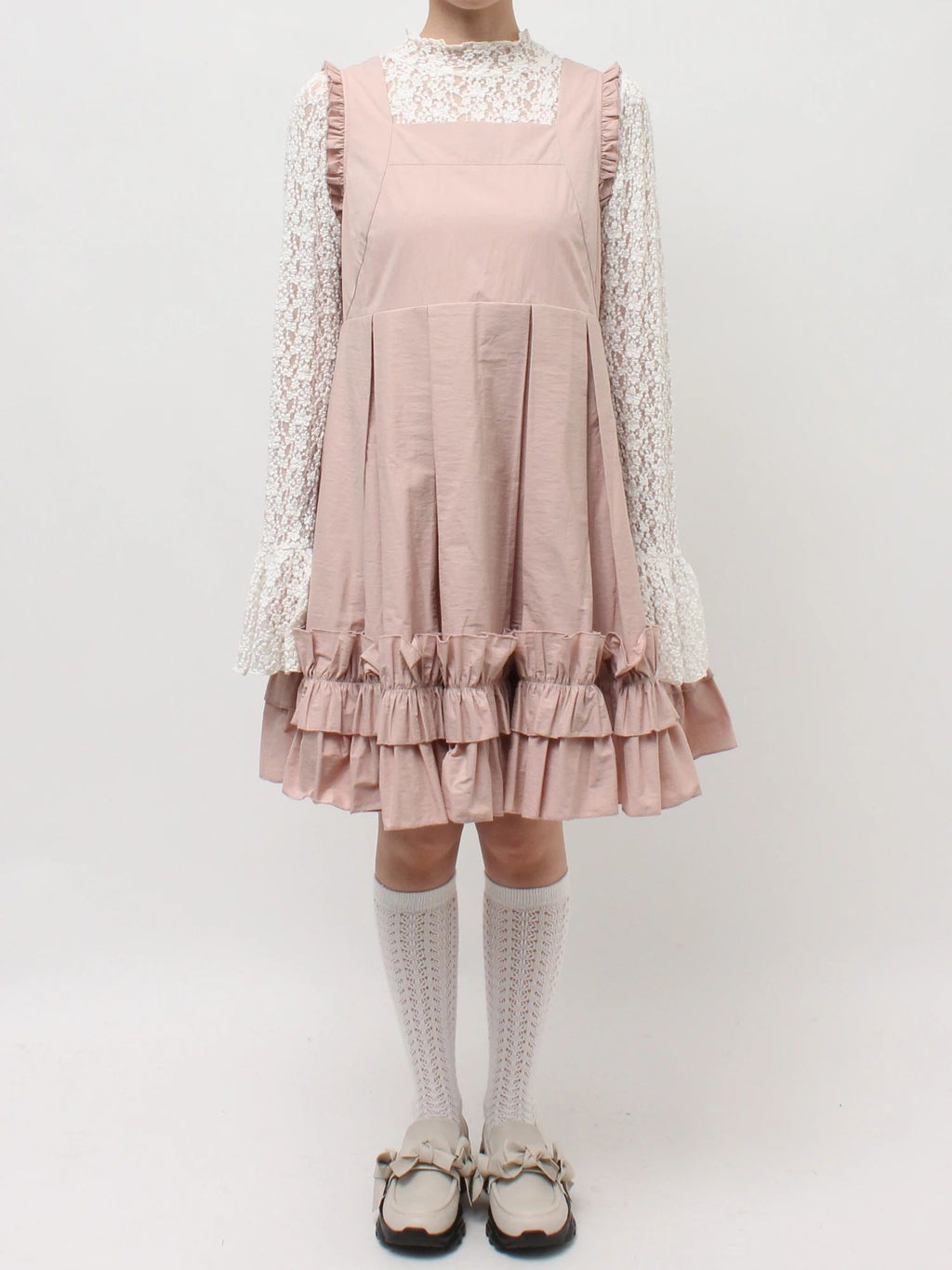 merry jenny｜Tuck Frill Mini Dress