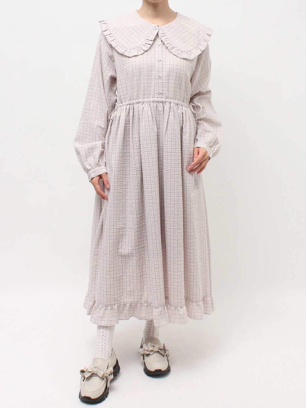 merry jenny｜Check Frill Collar Dress
