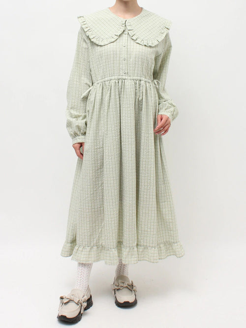 merry jenny｜Check Frill Collar Dress